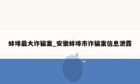 蚌埠最大诈骗案_安徽蚌埠市诈骗案信息泄露