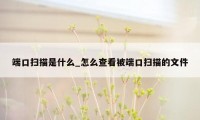 端口扫描是什么_怎么查看被端口扫描的文件