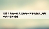 网络攻击的一般流程及每一环节的作用_网络攻击的基本过程