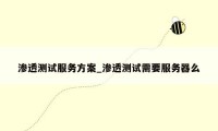 渗透测试服务方案_渗透测试需要服务器么