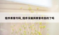 程序黑客代码_程序没漏洞黑客攻击的了吗