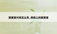 假黑客代码怎么弄_网络上的假黑客