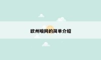 欧州暗网的简单介绍
