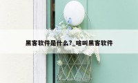 黑客软件是什么?_啥叫黑客软件