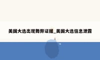 美国大选出现舞弊证据_美国大选信息泄露